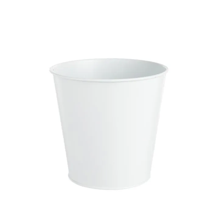 Cache-pot seau coloris blanc en zinc - Ø 10,5 cm