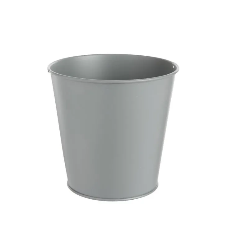 Cache-pot seau coloris gris en zinc - Ø 18,5 cm