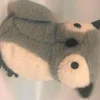 Cale-porte forme hibou gris et blanc en polyester