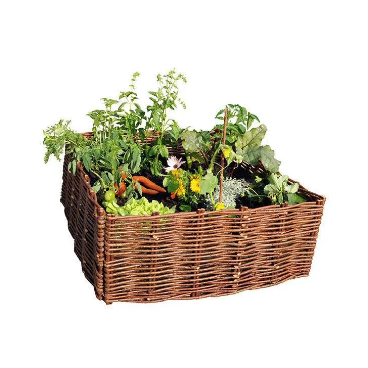 Carré potager en osier brun 100x100 cm