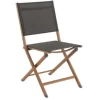 Chaise pliante en aluminium et teck anthracite CREADOR Timo