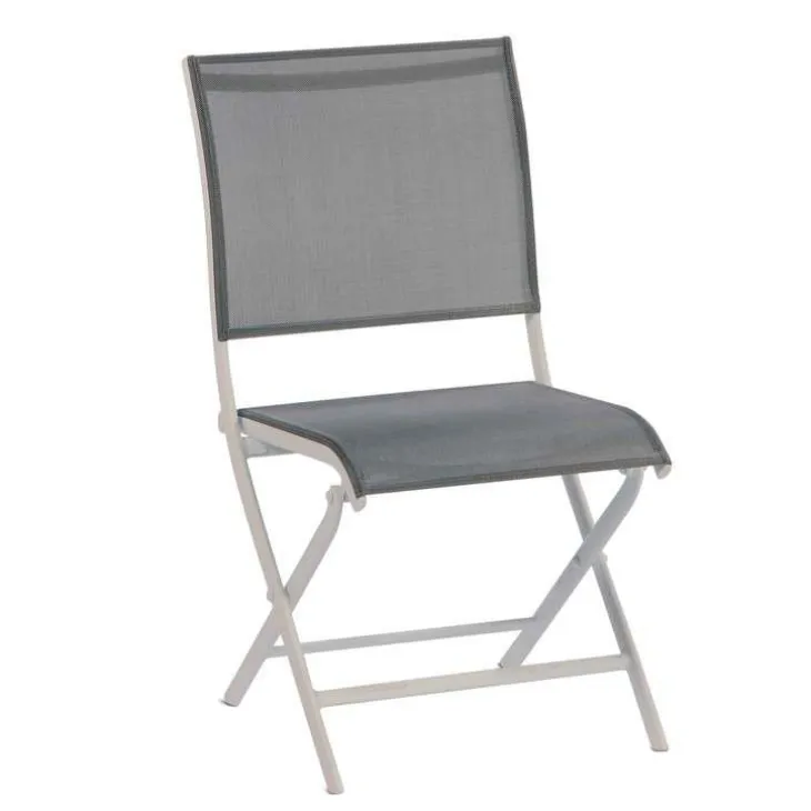 Chaise pliante grise en aluminium Proloisirs Elégance