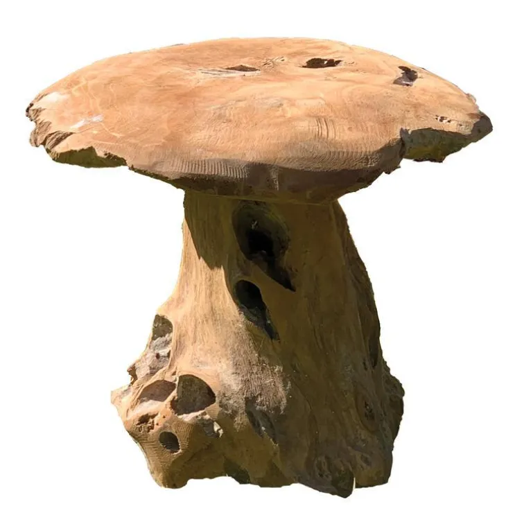 Champignon pour décoration extérieure coloris bois en teck - 40 cm