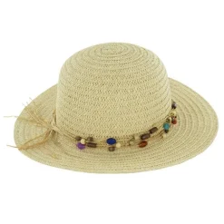 Chapeau de paille avec perles Instant Nature Carla