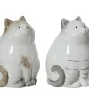 Chat décoratif en terre cuite blanche - Ø 9 x H 14 cm
