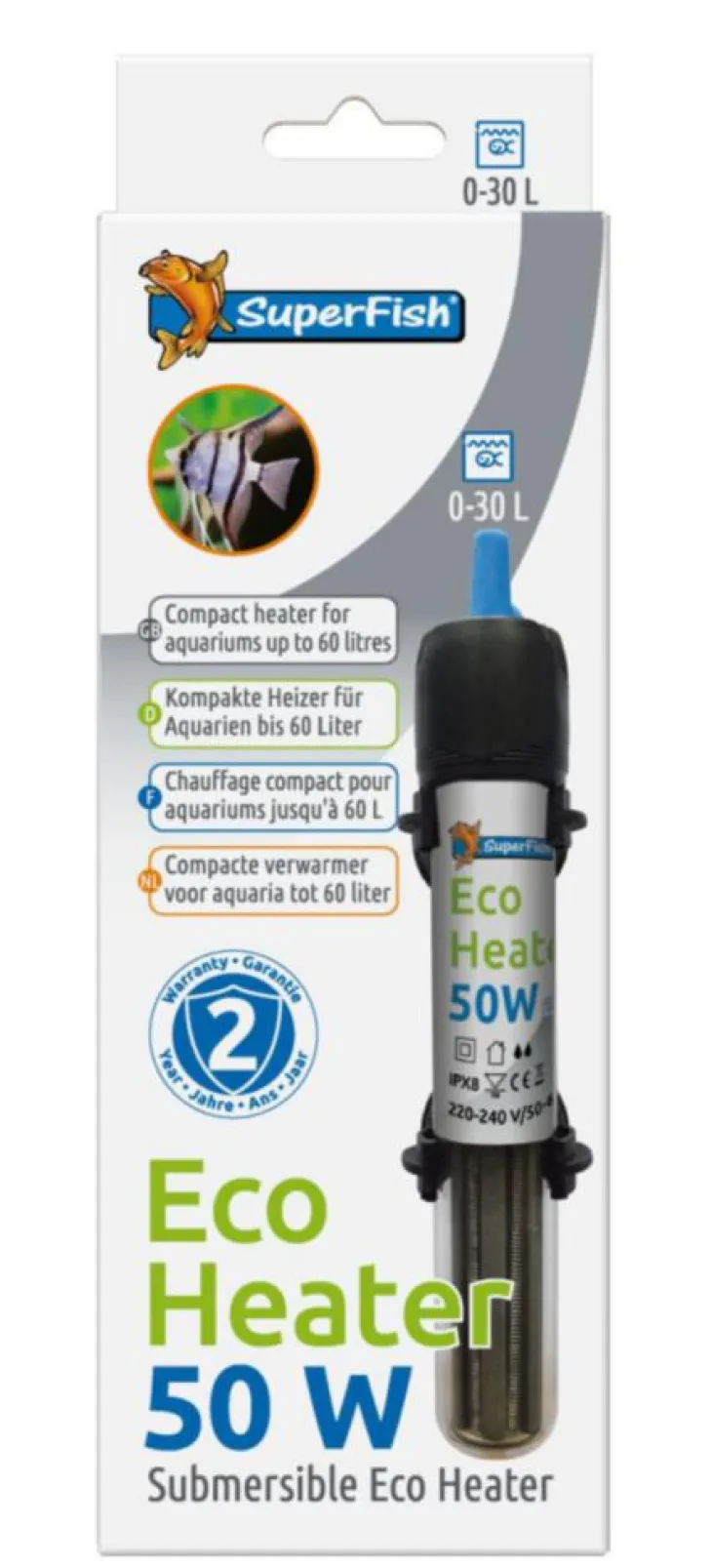 Chauffage pour petit aquarium coloris noir SuperFish Eco Heater 50W