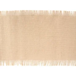 Chemin de table en jute frangé coloris naturel - 29 x 500 cm