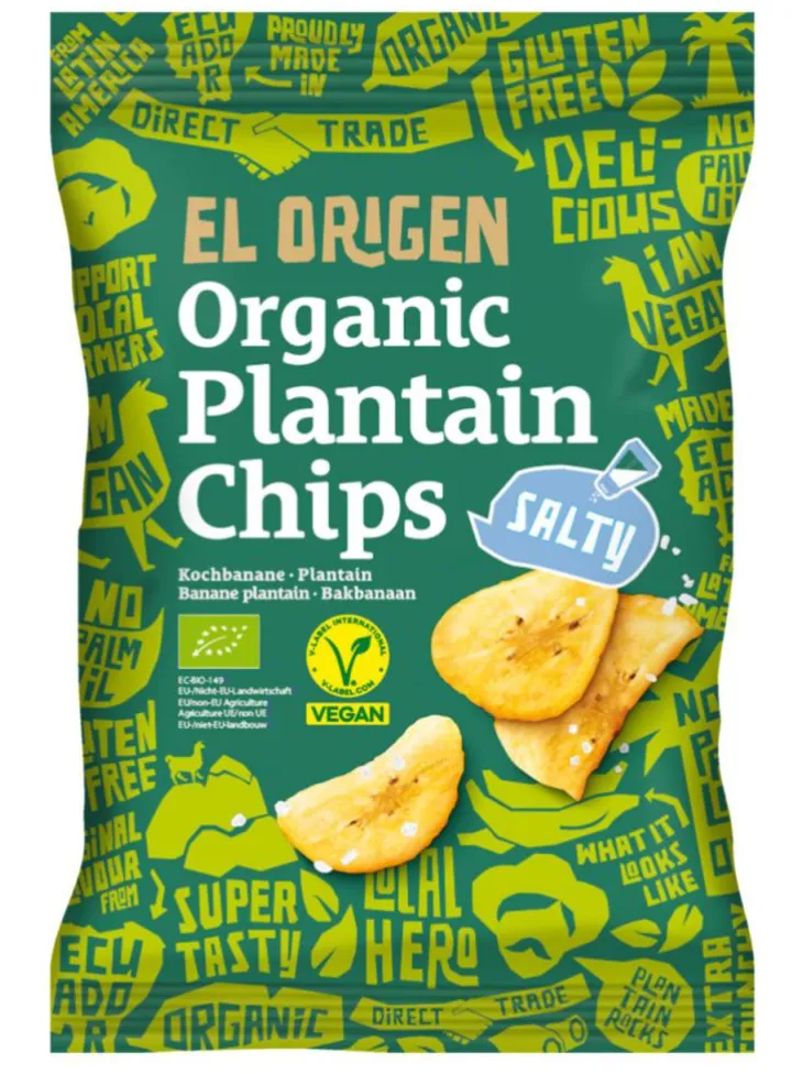 Chips banane plantain au sel bio El Origen - 80 g