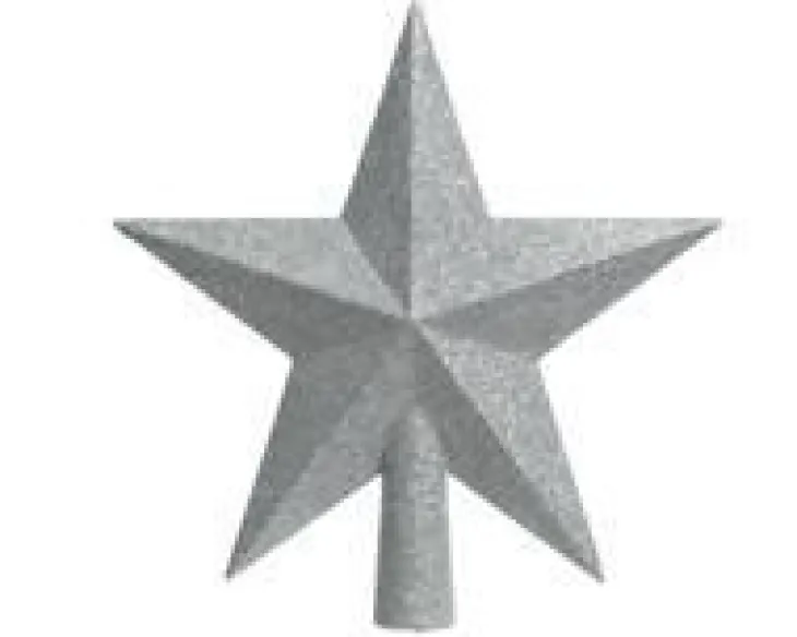 Cime étoile plastique pailletée couleur argent - 19 cm de haut