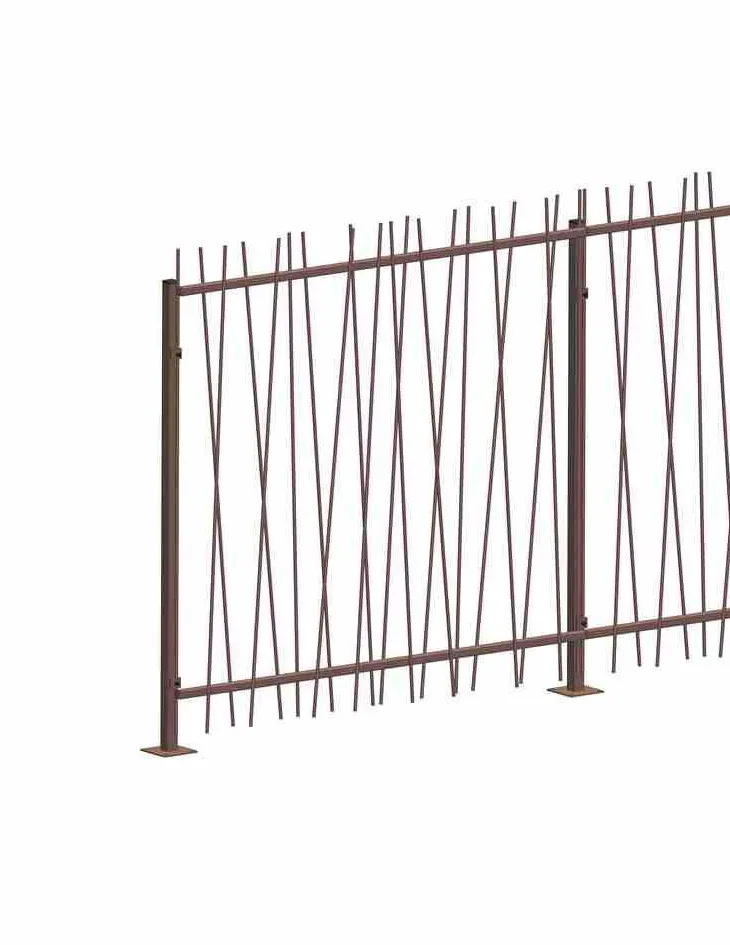 Clôture grille en acier aspect rouillé avec barreaudage roseau Vitis in Situ - 120 x 100 cm