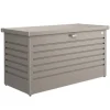 Coffre de jardin 130 en acier galvanisé coloris gris quartz métallique Biohort - 134 x 62 x 71 cm