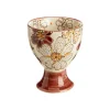 Coffret 4 coquetiers en grès beige à fleur pourpre Kiyo - Ø 6 x H 5 cm
