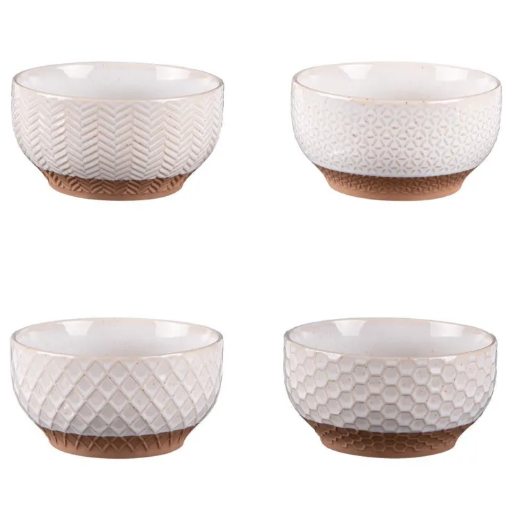 Coffret de 4 coupelles Jaspe coloris beige en grès - Ø 12 cm
