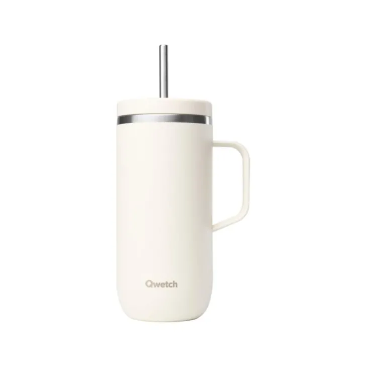 Cold cup isotherme en inox coloris sable avec anse Qwtech Matt - 600 ml