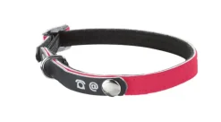 Collier pour chat en cuir coloris rose Bobby porte-adresse