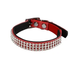 Collier pour chat rouge Diam's simili cuir Wouapy – Taille unique