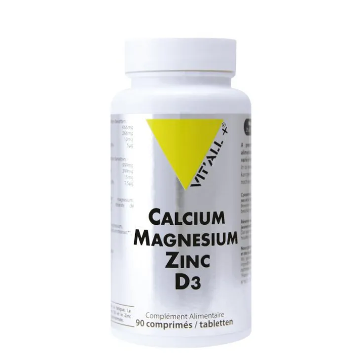 Comprimés de calcium, zinc, bisglycinate et magnésium x 90