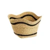 Corbeille tulipe en osier naturel rayé noir grand modèle - 32 x 32 x 17 cm