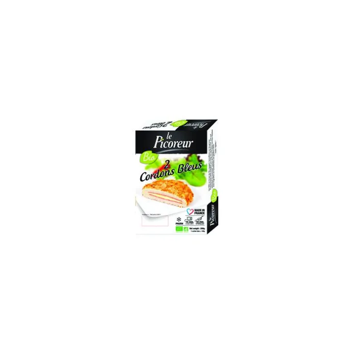 Cordons bleus de volaille à l'emmental surgelés bio Le Picoreur - 200 g (2 pièces)
