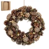 Couronne sapin et pommes de pin dorée Brant - Ø 45 x H 9 cm