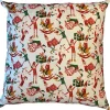 Coussin carré blanc en coton à motifs rouges et verts Farceur - 45 x 45 cm