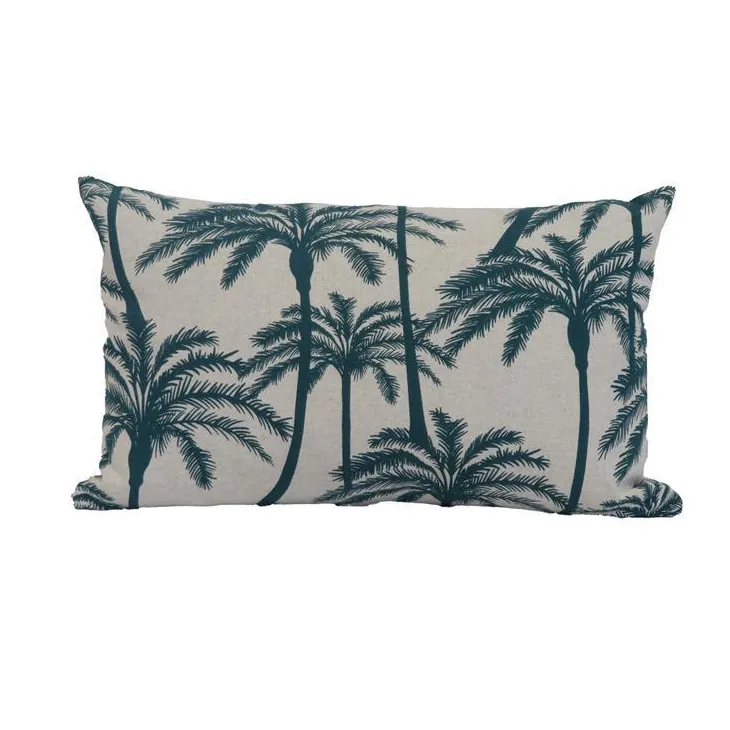 Coussin déco en polyester/coton bleu canard Zabeth - 50 x 30 x 15 cm