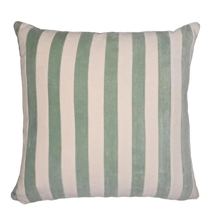 Coussin décoratif carré Marcel Lichen coloris bleu en coton - 45 x 45 cm