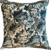 Coussin imprimé floral vert émeraude en PE/coton Aubusson - 45 x 45 cm