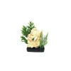 Céramique avec 1 trou et 2 plantes artificielles 18 cm