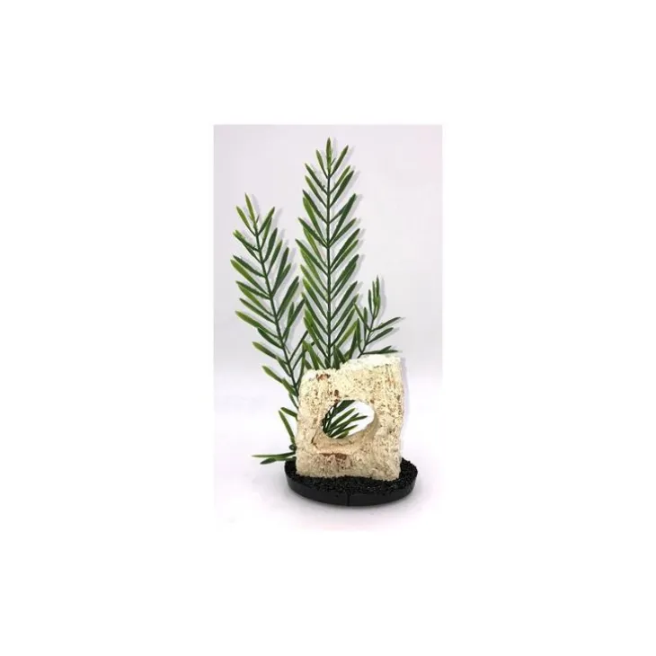 Céramique avec plante artificielle algue haute 28 cm