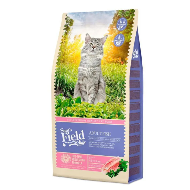 Croquette pour chat adulte au poisson Sam's Field - 7,5 kg