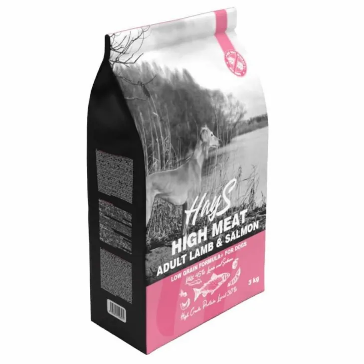 Croquette pour chien adulte à l'agneau et au poisson Hays High Meat - 3 kg