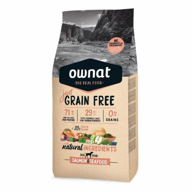 Croquette pour chien adulte Grain Free au saumon et fruits de mer Ownat - 3 kg