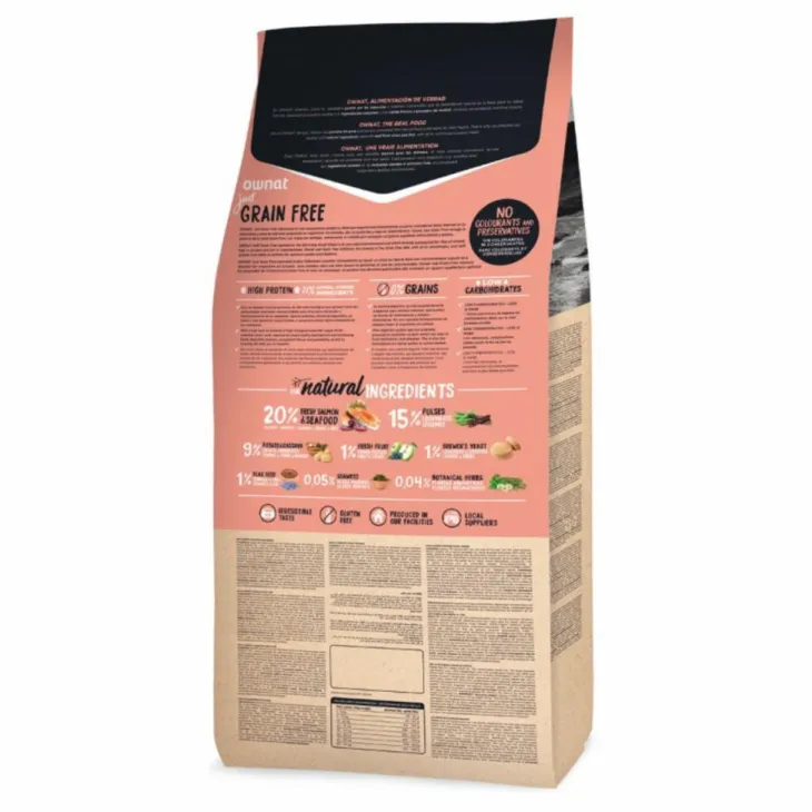Croquette pour chien adulte Grain Free au saumon et fruits de mer Ownat - 3 kg