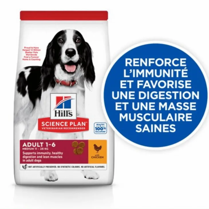Croquette pour chien adulte au poulet Hill's - 12 kg