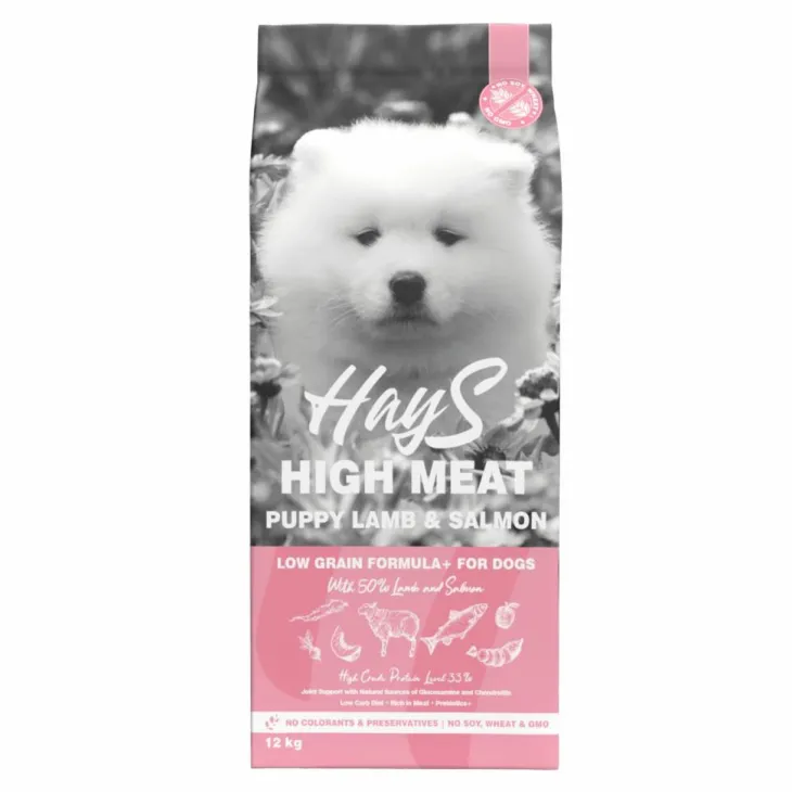 Croquette pour chiot à l'agneau et au poisson Hays High Meat - 12 kg