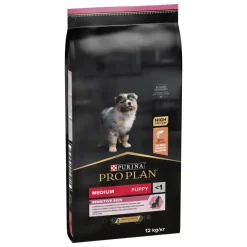 Croquette pour chiot de taille moyenne peau sensible au saumon Pro Plan - 12 kg