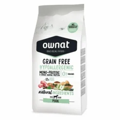 Croquettes pour chien au porc sans céréales Ownat Hypoallergenic - 12 kg