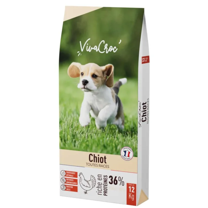 Croquettes pour chien junior au poulet chiot VivaCroc – 12 kg