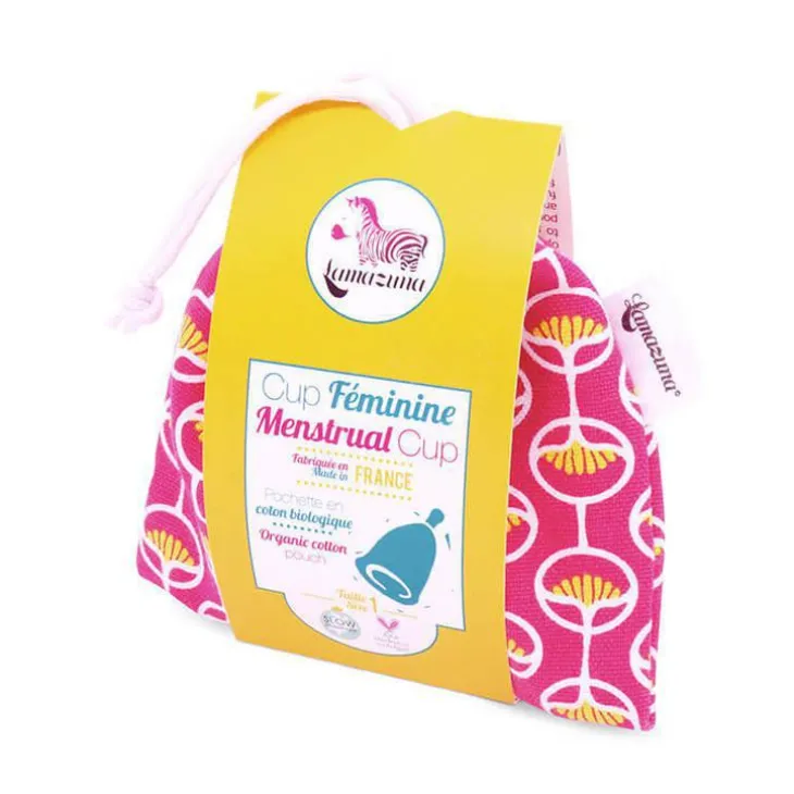 Cup féminine menstruelle avec pochon rose taille 1