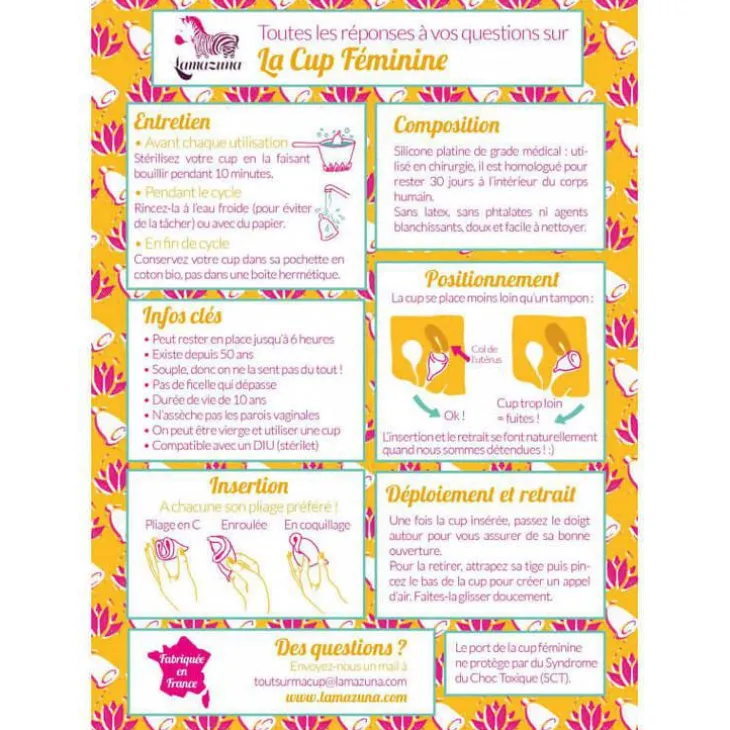 Cup féminine menstruelle avec pochon rose taille 1