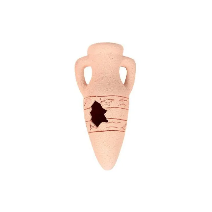 Décor d’aquarium amphore sablée beige en céramique 11,5x2,3x10,3 cm