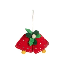 Décoration à suspendre 2 carillons en feutrine rouge - 4,7 x 3,3 cm