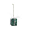 Décoration à suspendre cadeau en coton mâché vert et doré - 5 x 4 cm