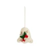 Décoration à suspendre carillon en feutrine blanche à motif rouge et vert - 3,3 x 2,5 cm