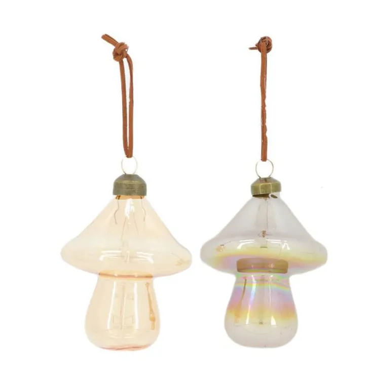 Décoration à suspendre forme champignon en verre teinté - Ø 7 x H 9,5 cm