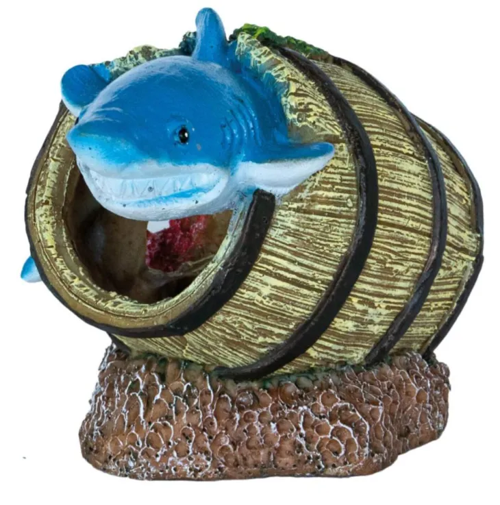 Décoration pour aquarium coloris vert Requin dans un Baril SuperFish