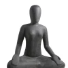 Décoration pour jardin aquatique relax coloris noir en pierre reconstituée figurine yoga SEDA Méditation - 60 cm