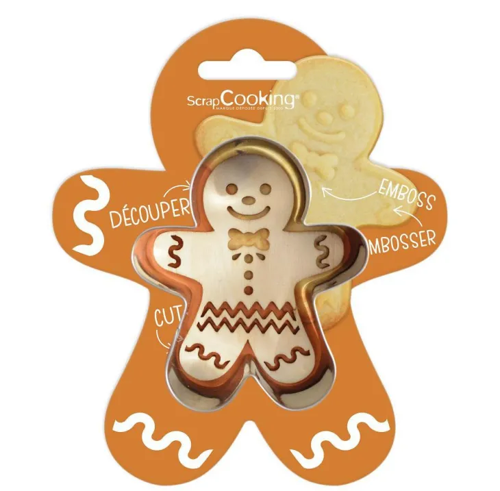 Découpoir et embosseur en bois forme Ginger - 8,7 x 7,1 x 2,5 cm