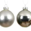 Ensemble de 6 boules en verre brillant et mat argent - Ø 8 cm